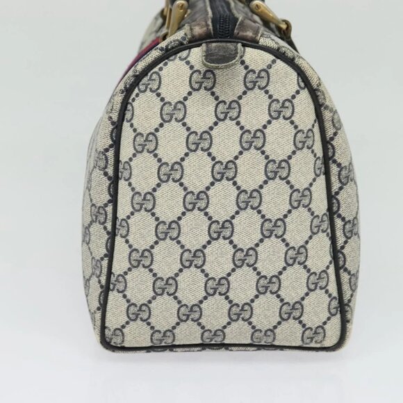 GUCCI GG Supreme Sherry Line Boston Bag PVC Navy Gold 24 012 3842 Auth 133308 - Picture 6 of 16